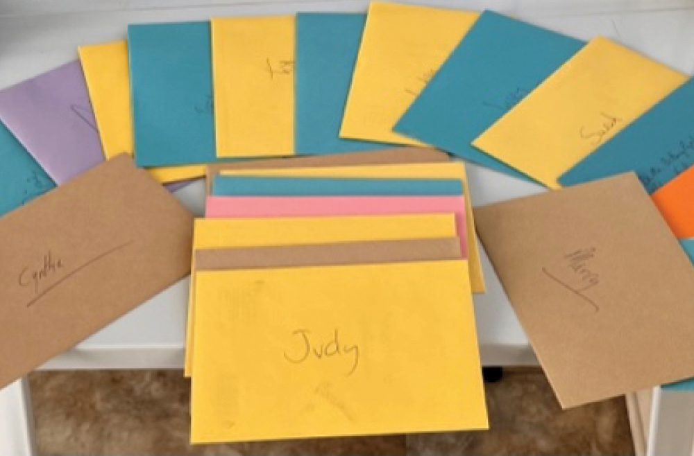 An array of hand-addressed envelopes 